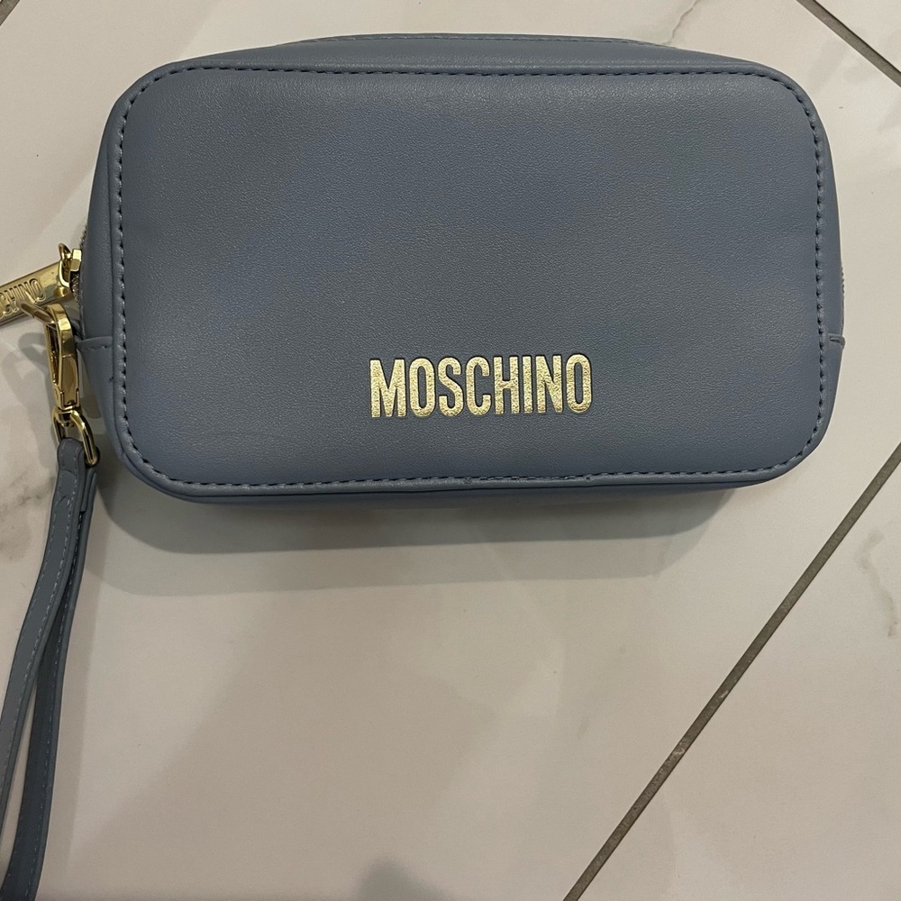 New!Moschino x China Airlines Business Class Toiletry light blue Bag Wristlet 🩶